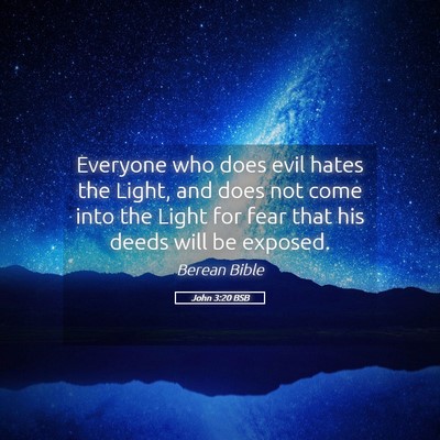 Picture 05 - John 3:20 BSB - Everyone who does evil hates the Light, and does - Bible Verse Picture