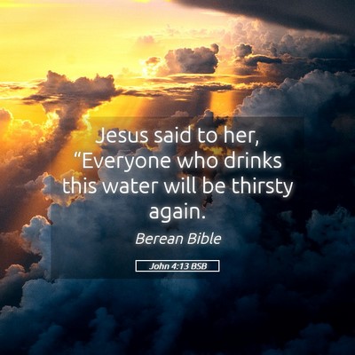 Picture 05 - John 4:13 BSB - Jesus said to her, “Everyone who drinks this - Bible Verse Picture