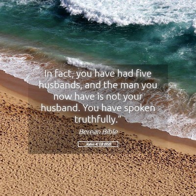 Picture 05 - John 4:18 BSB - In fact, you have had five husbands, and the man - Bible Verse Picture