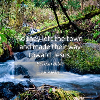 Picture 05 - John 4:30 BSB - So they left the town and made their way toward - Bible Verse Picture