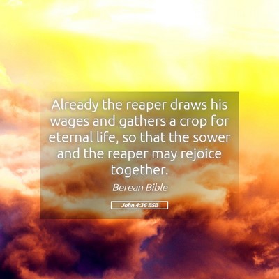Picture 05 - John 4:36 BSB - Already the reaper draws his wages and gathers a - Bible Verse Picture