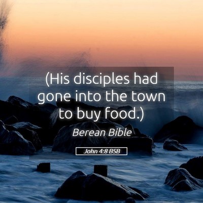 Picture 05 - John 4:8 BSB - (His disciples had gone into the town to buy - Bible Verse Picture