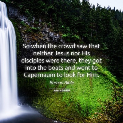 Picture 05 - John 6:24 BSB - So when the crowd saw that neither Jesus nor His - Bible Verse Picture