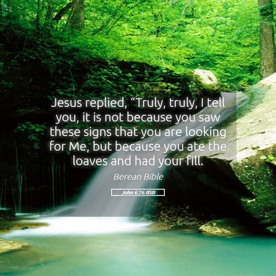 Picture 05 - John 6:26 BSB - Jesus replied, “Truly, truly, I tell you, it is - Bible Verse Picture