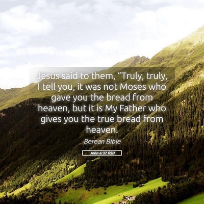 Picture 05 - John 6:32 BSB - Jesus said to them, “Truly, truly, I tell you, - Bible Verse Picture