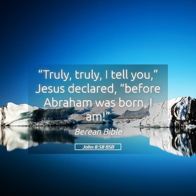 Picture 05 - John 8:58 BSB - “Truly, truly, I tell you,” Jesus declared, - Bible Verse Picture