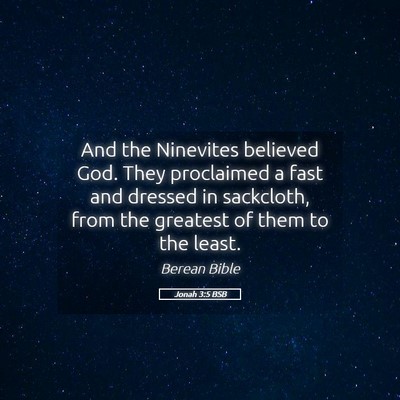 Picture 05 - Jonah 3:5 BSB - And the Ninevites believed God. They proclaimed a - Bible Verse Picture