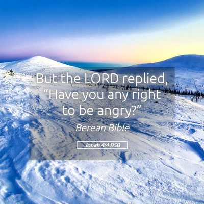 Picture 05 - Jonah 4:4 BSB - But the LORD replied, “Have you any right to be - Bible Verse Picture