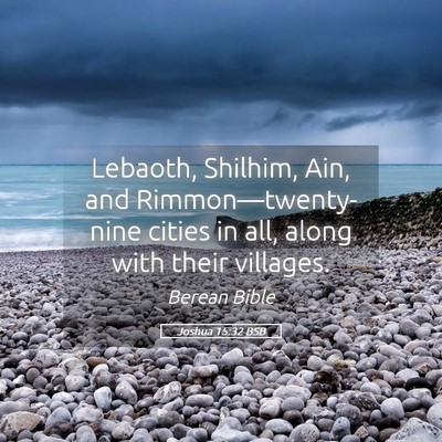 Picture 05 - Joshua 15:32 BSB - Lebaoth, Shilhim, Ain, and Rimmon—twenty-nine - Bible Verse Picture