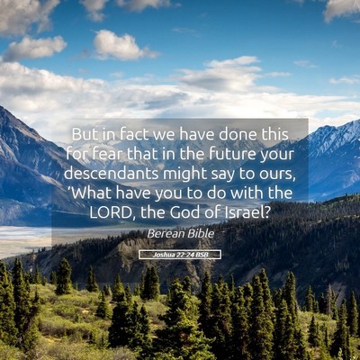 Picture 05 - Joshua 22:24 BSB - But in fact we have done this for fear that in - Bible Verse Picture