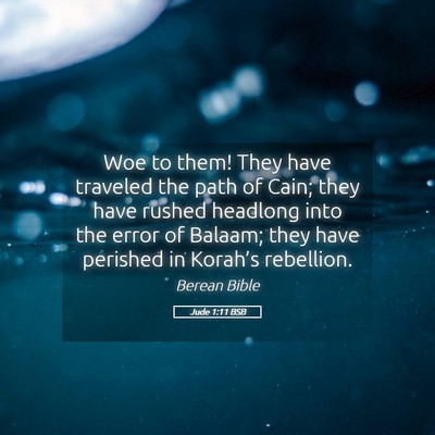 Picture 05 - Jude 1:11 BSB - Woe to them! They have traveled the path of Cain; - Bible Verse Picture