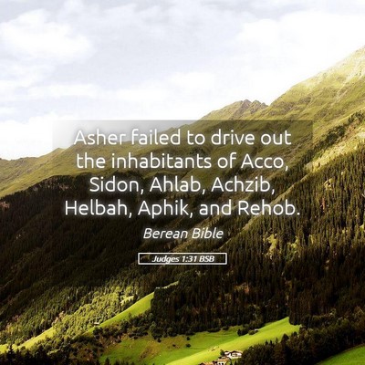 Picture 05 - Judges 1:31 BSB - Asher failed to drive out the inhabitants of - Bible Verse Picture