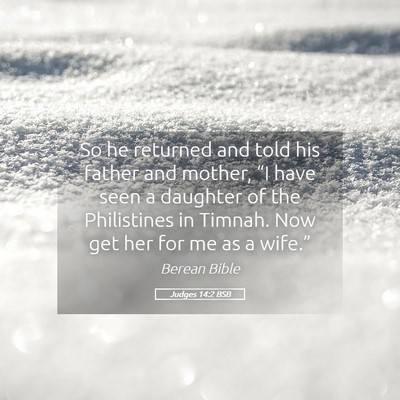 Picture 05 - Judges 14:2 BSB - So he returned and told his father and mother, - Bible Verse Picture