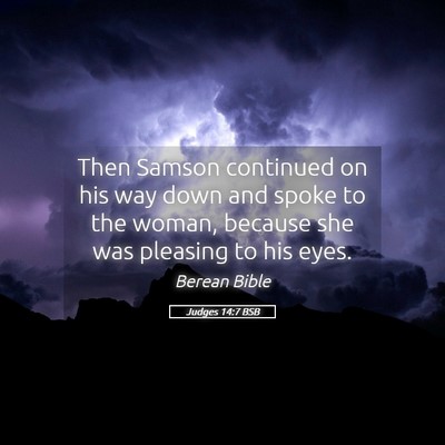 Picture 05 - Judges 14:7 BSB - Then Samson continued on his way down and spoke - Bible Verse Picture