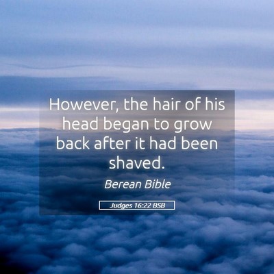 Picture 05 - Judges 16:22 BSB - However, the hair of his head began to grow back - Bible Verse Picture