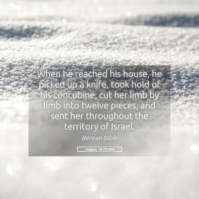 Picture 05 - Judges 19:29 BSB - When he reached his house, he picked up a knife, - Bible Verse Picture