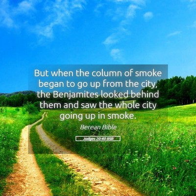 Picture 05 - Judges 20:40 BSB - But when the column of smoke began to go up from - Bible Verse Picture