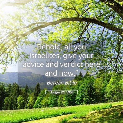 Picture 05 - Judges 20:7 BSB - Behold, all you Israelites, give your advice and - Bible Verse Picture