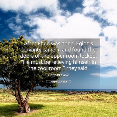 Picture 05 - Judges 3:24 BSB - After Ehud was gone, Eglon’s servants came in - Bible Verse Picture