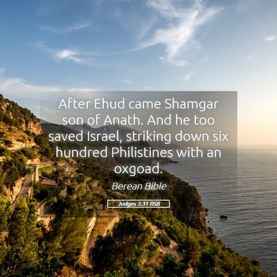 Picture 05 - Judges 3:31 BSB - After Ehud came Shamgar son of Anath. And he too - Bible Verse Picture