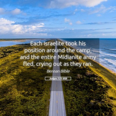 Picture 05 - Judges 7:21 BSB - Each Israelite took his position around the camp, - Bible Verse Picture