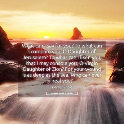 Picture 05 - Lamentations 2:13 BSB - What can I say for you? To what can I compare - Bible Verse Picture