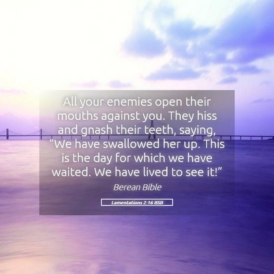 Picture 05 - Lamentations 2:16 BSB - All your enemies open their mouths against you. - Bible Verse Picture