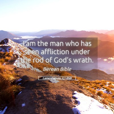Picture 05 - Lamentations 3:1 BSB - I am the man who has seen affliction under the - Bible Verse Picture