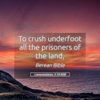 Picture 05 - Lamentations 3:34 BSB - To crush underfoot all the prisoners of the - Bible Verse Picture