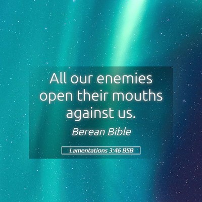 Picture 05 - Lamentations 3:46 BSB - All our enemies open their mouths against - Bible Verse Picture