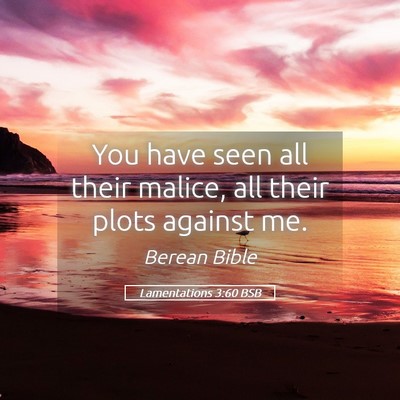 Picture 05 - Lamentations 3:60 BSB - You have seen all their malice, all their plots - Bible Verse Picture