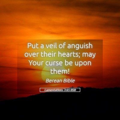 Picture 05 - Lamentations 3:65 BSB - Put a veil of anguish over their hearts; may Your - Bible Verse Picture