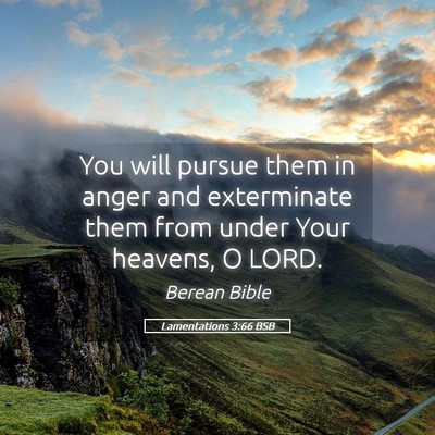 Picture 05 - Lamentations 3:66 BSB - You will pursue them in anger and exterminate - Bible Verse Picture