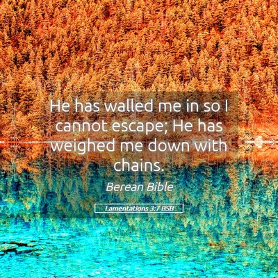 Picture 05 - Lamentations 3:7 BSB - He has walled me in so I cannot escape; He has - Bible Verse Picture