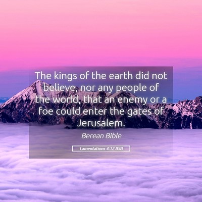 Picture 05 - Lamentations 4:12 BSB - The kings of the earth did not believe, nor any - Bible Verse Picture