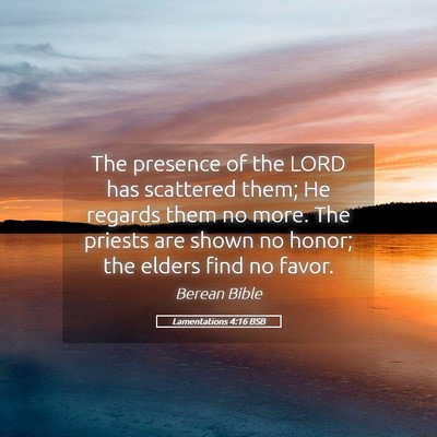 Picture 05 - Lamentations 4:16 BSB - The presence of the LORD has scattered them; He - Bible Verse Picture