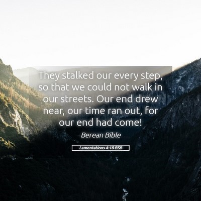 Picture 05 - Lamentations 4:18 BSB - They stalked our every step, so that we could not - Bible Verse Picture
