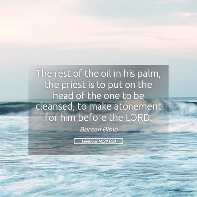 Picture 05 - Leviticus 14:29 BSB - The rest of the oil in his palm, the priest is to - Bible Verse Picture