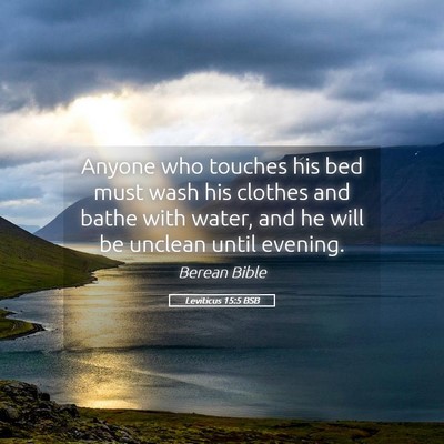 Picture 05 - Leviticus 15:5 BSB - Anyone who touches his bed must wash his clothes - Bible Verse Picture