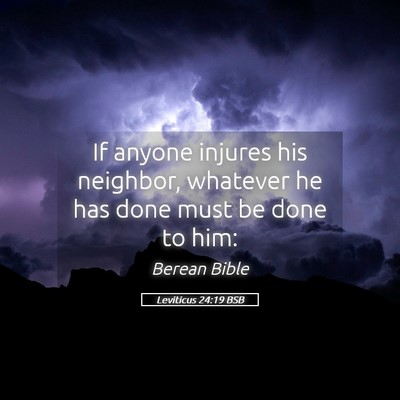 Picture 05 - Leviticus 24:19 BSB - If anyone injures his neighbor, whatever he has - Bible Verse Picture