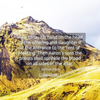 Picture 05 - Leviticus 3:2 BSB - He is to lay his hand on the head of the offering - Bible Verse Picture