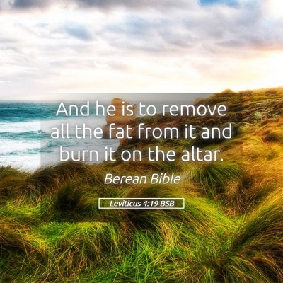 Picture 05 - Leviticus 4:19 BSB - And he is to remove all the fat from it and burn - Bible Verse Picture