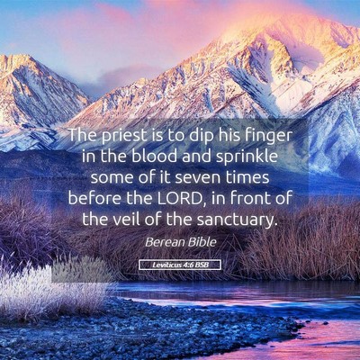 Picture 05 - Leviticus 4:6 BSB - The priest is to dip his finger in the blood and - Bible Verse Picture