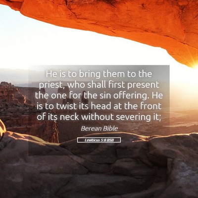 Picture 05 - Leviticus 5:8 BSB - He is to bring them to the priest, who shall - Bible Verse Picture