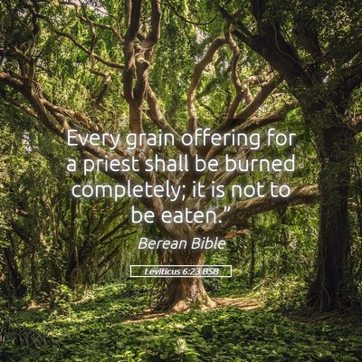 Picture 05 - Leviticus 6:23 BSB - Every grain offering for a priest shall be burned - Bible Verse Picture