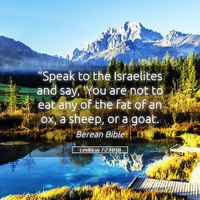 Picture 05 - Leviticus 7:23 BSB - “Speak to the Israelites and say, ‘You are - Bible Verse Picture