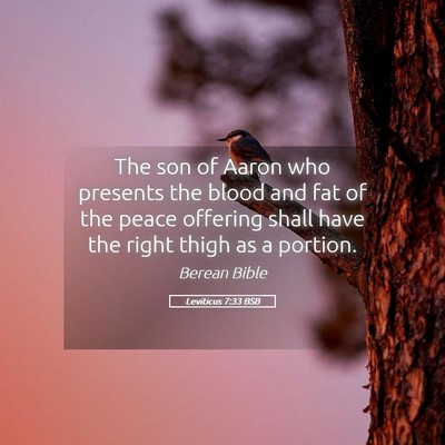 Picture 05 - Leviticus 7:33 BSB - The son of Aaron who presents the blood and fat - Bible Verse Picture
