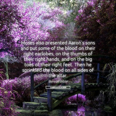 Picture 05 - Leviticus 8:24 BSB - Moses also presented Aaron’s sons and put some - Bible Verse Picture
