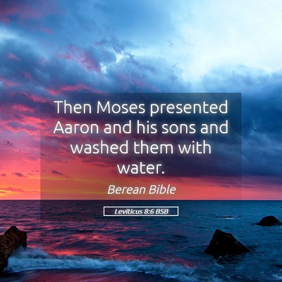 Picture 05 - Leviticus 8:6 BSB - Then Moses presented Aaron and his sons and - Bible Verse Picture