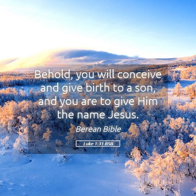 Picture 05 - Luke 1:31 BSB - Behold, you will conceive and give birth to a - Bible Verse Picture